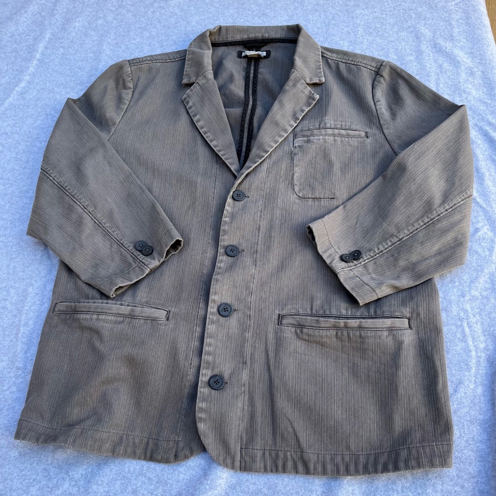 Carbon 2 Cobalt Effortlessly Cool Grey Cotton Blazer Sport Coat XXL 111155
